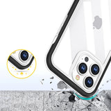 Gennemsigtige 3in1 case til iPhone 14 silikone cover med ramme sort