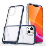 Gennemsigtige 3in1 case til iPhone 14 silikone cover med blå ramme