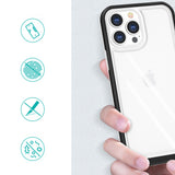 Gennemsigtige 3in1 case til iPhone 14 silikone cover med blå ramme