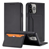 Magnetkort Hylde Hylde til iPhone 14 flip cover tegnebog stativ sort