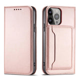 Magnet Card Case Case for iPhone 14 flip cover tegnebog stativ pink
