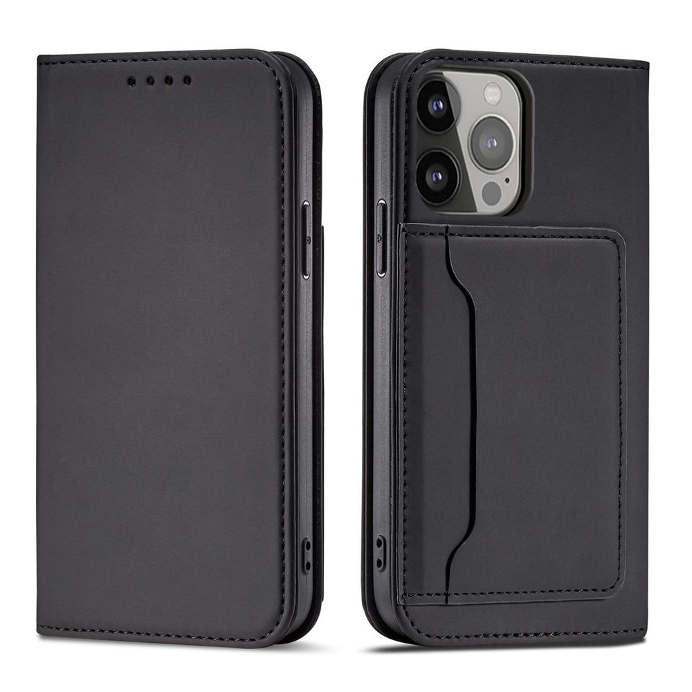 Magnetkort Hylde Hylde til iPhone 14 Plus flip cover tegnebog stand sort