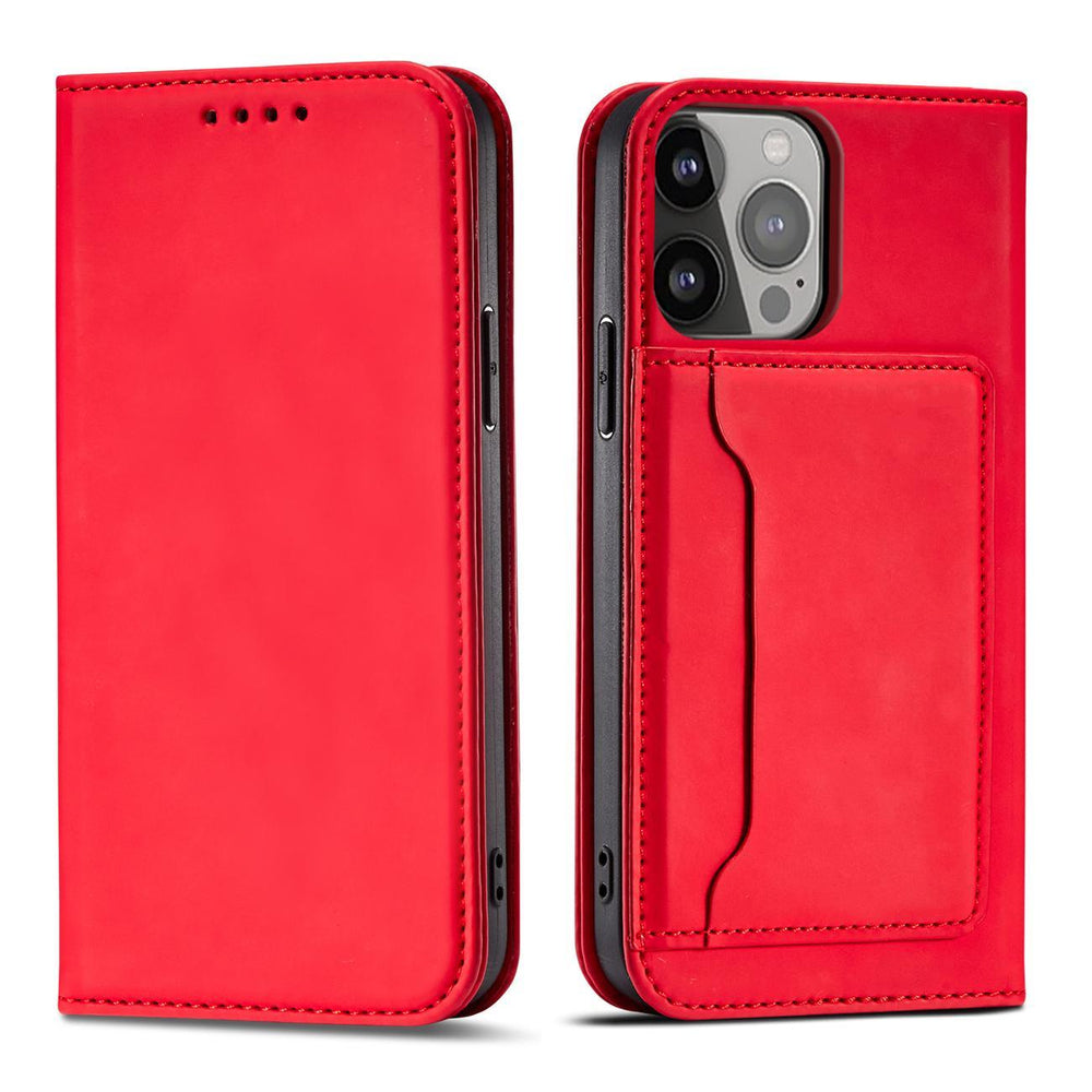 Magnetkort Hylde Hylde til iPhone 14 Plus flip cover tegnebog stativ rød