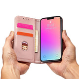 Magnet Card Case Case for iPhone 14 Plus flip cover tegnebog stativ pink