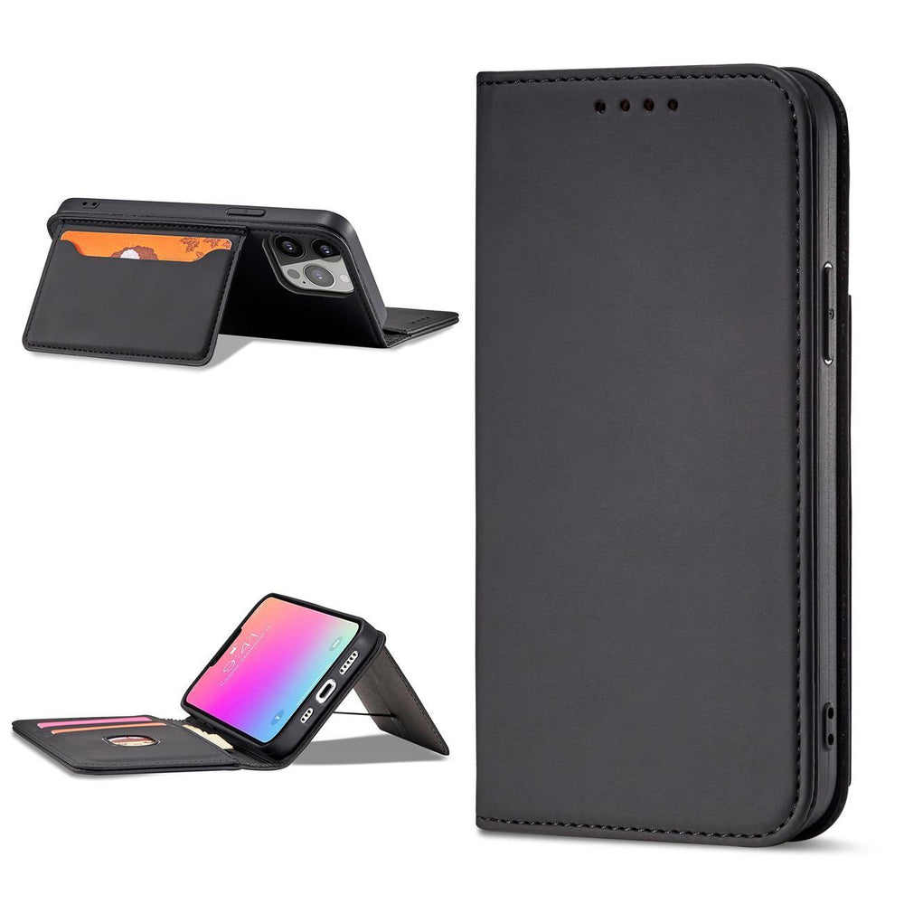 Magnetkort Hylde Hylde til iPhone 14 Pro flip cover tegnebog stand sort