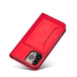 Magnet Card Case Case for iPhone 14 Pro flip cover tegnebog stativ rød