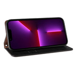 Magnet Strap Case for iPhone 14 Flip Wallet Mini Lanyard Stand Black