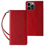 Magnet Strap Case iPhone 14 Plus Case med Flip Wallet Mini Lanyard Stand Red
