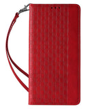 Magnet Strap Case iPhone 14 Plus Case med Flip Wallet Mini Lanyard Stand Red