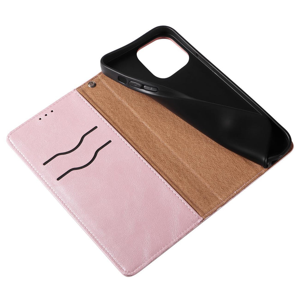 Magnet Strap Case Case for iPhone 14 Plus Flip Wallet Mini Lanyard Stand Pink