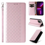 Magnet Strap Case Case for iPhone 14 Plus Flip Wallet Mini Lanyard Stand Pink