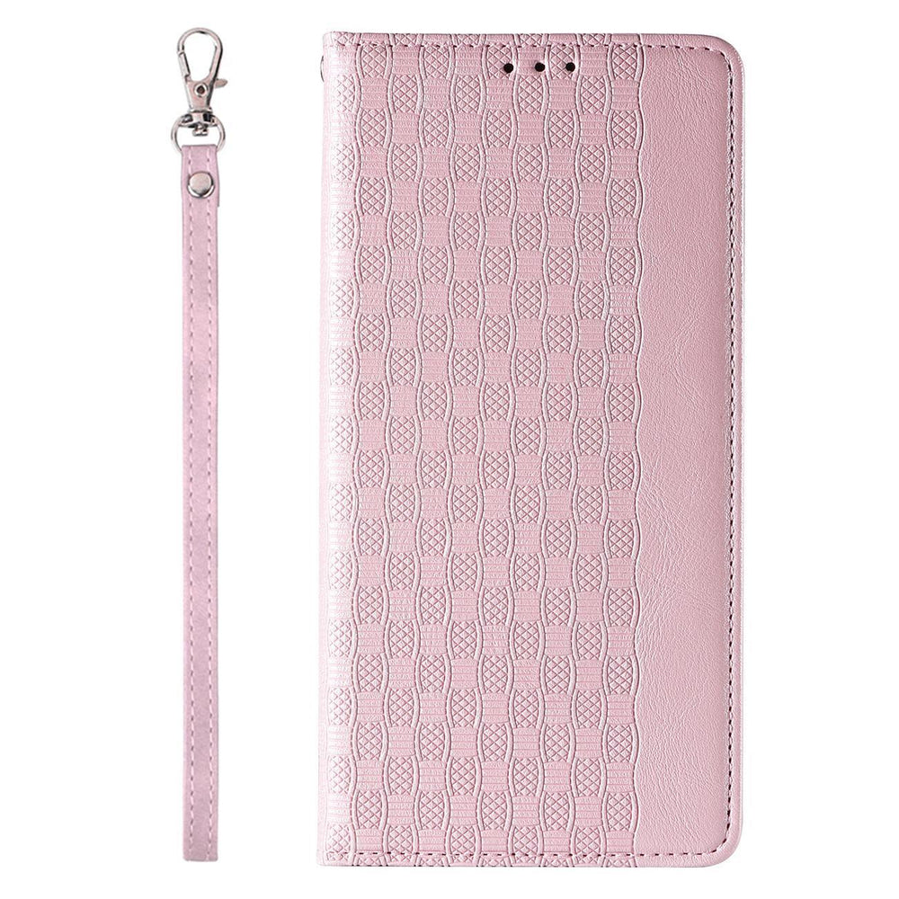 Magnet Strap Case Case for iPhone 14 Plus Flip Wallet Mini Lanyard Stand Pink
