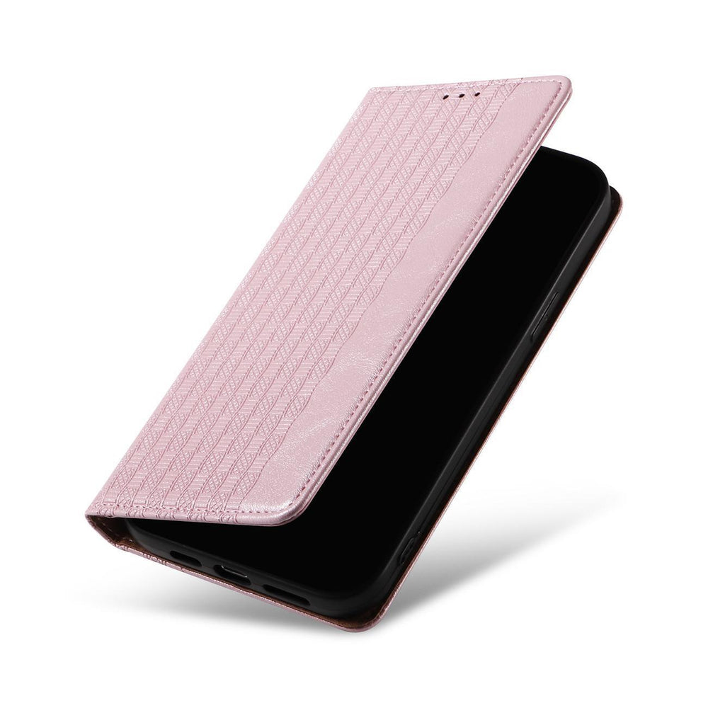 Magnet Strap Case Case for iPhone 14 Plus Flip Wallet Mini Lanyard Stand Pink