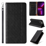 Magnet Strap Case til iPhone 14 Pro Flip Wallet Mini Lanyard Stand Black