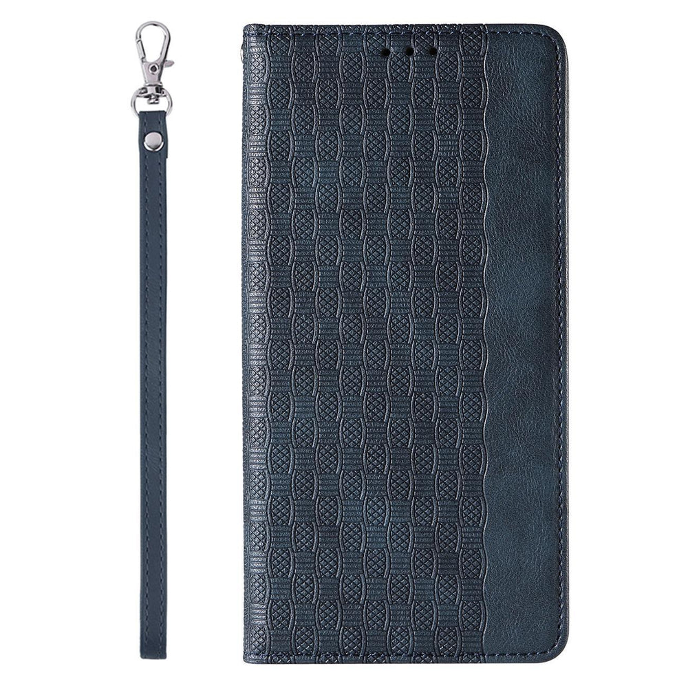 Magnet Strap Case iPhone 14 Pro Flip Wallet Mini Lanyard Stand Blue