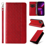 Magnet Strap Case iPhone 14 Pro Case med Flip Wallet Mini Lanyard Stand Red