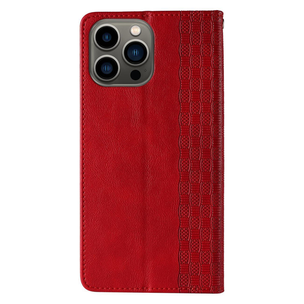 Magnet Strap Case iPhone 14 Pro Case med Flip Wallet Mini Lanyard Stand Red