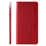 Magnet Strap Case Case for iPhone 14 Pro Max Flip Wallet Mini Lanyard Stand Red