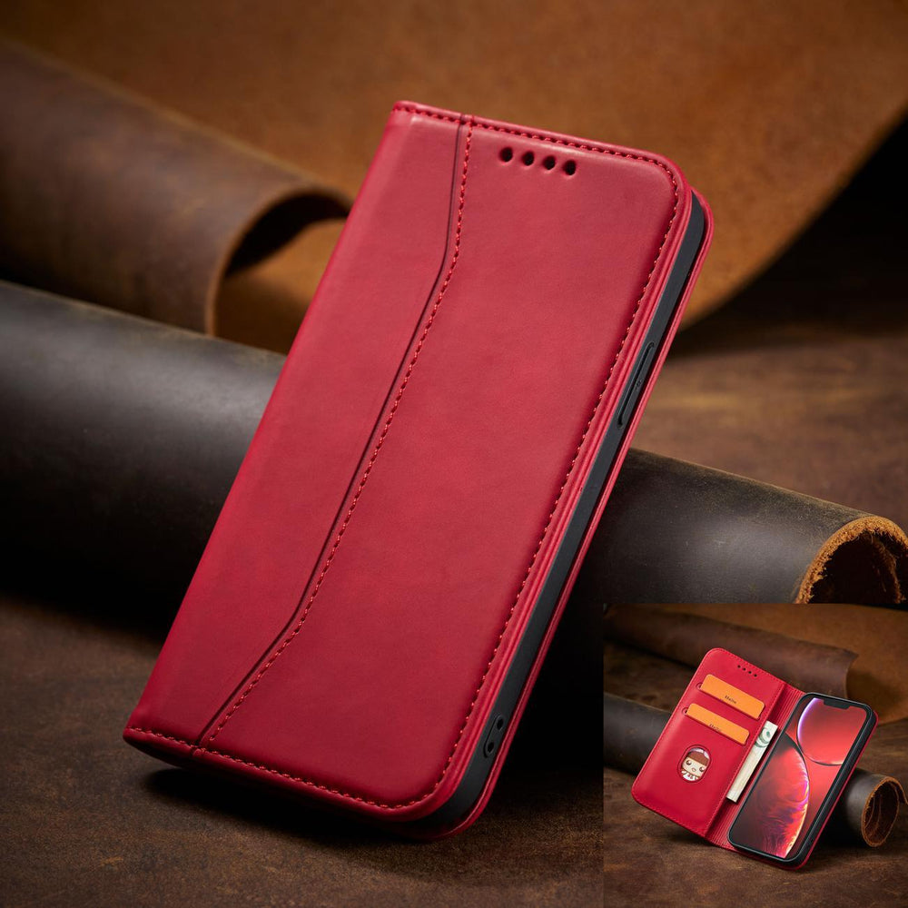 Magnet Fancy Case Case for iPhone 14 Plus flip cover tegnebog stativ rød