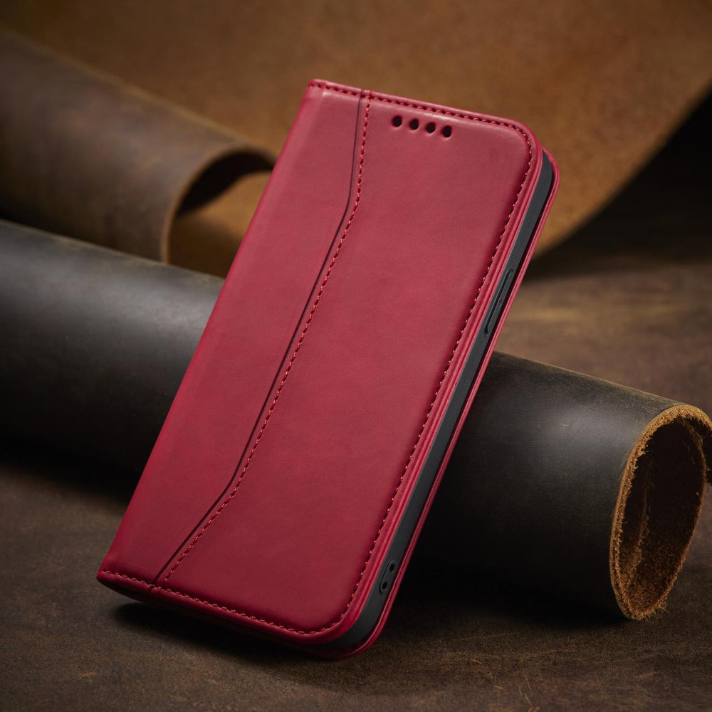 Magnet Fancy Case Case for iPhone 14 Plus flip cover tegnebog stativ rød