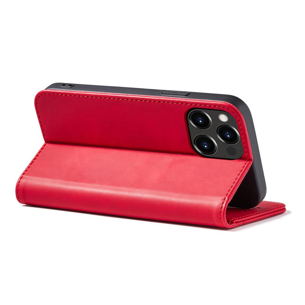 Magnet Fancy Case Case for iPhone 14 Plus flip cover tegnebog stativ rød
