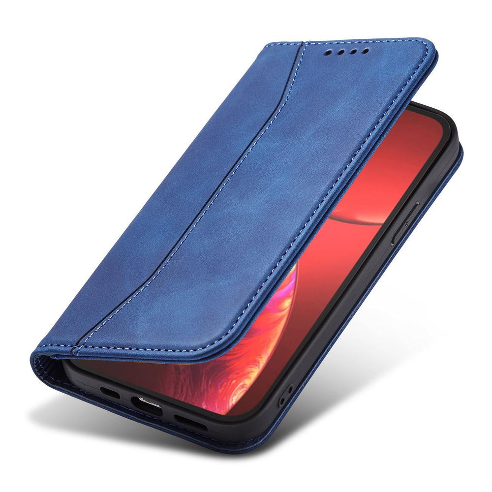 Magnet Fancy Case Case for iPhone 14 Pro flip cover tegnebog stativ blå