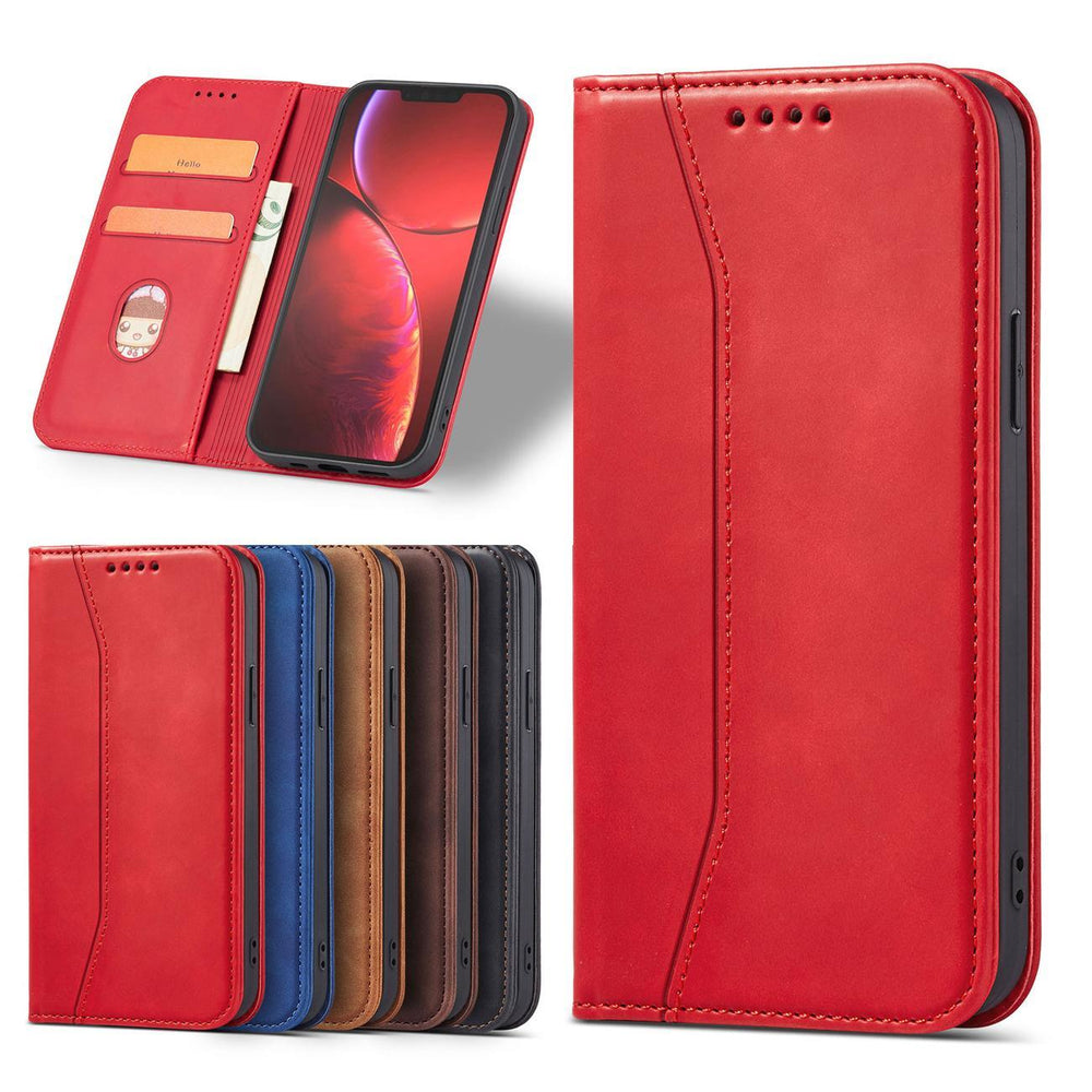 Magnet Fancy Case Case for iPhone 14 Pro flip cover tegnebog stativ rød