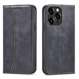 Magnet Fancy Case Case for iPhone 14 Pro Max flip cover tegnebog stativ sort