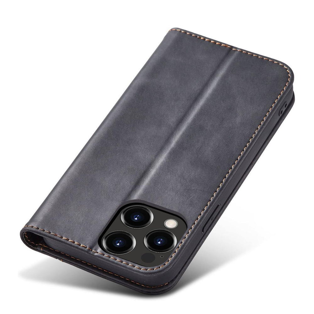 Magnet Fancy Case Case for iPhone 14 Pro Max flip cover tegnebog stativ sort