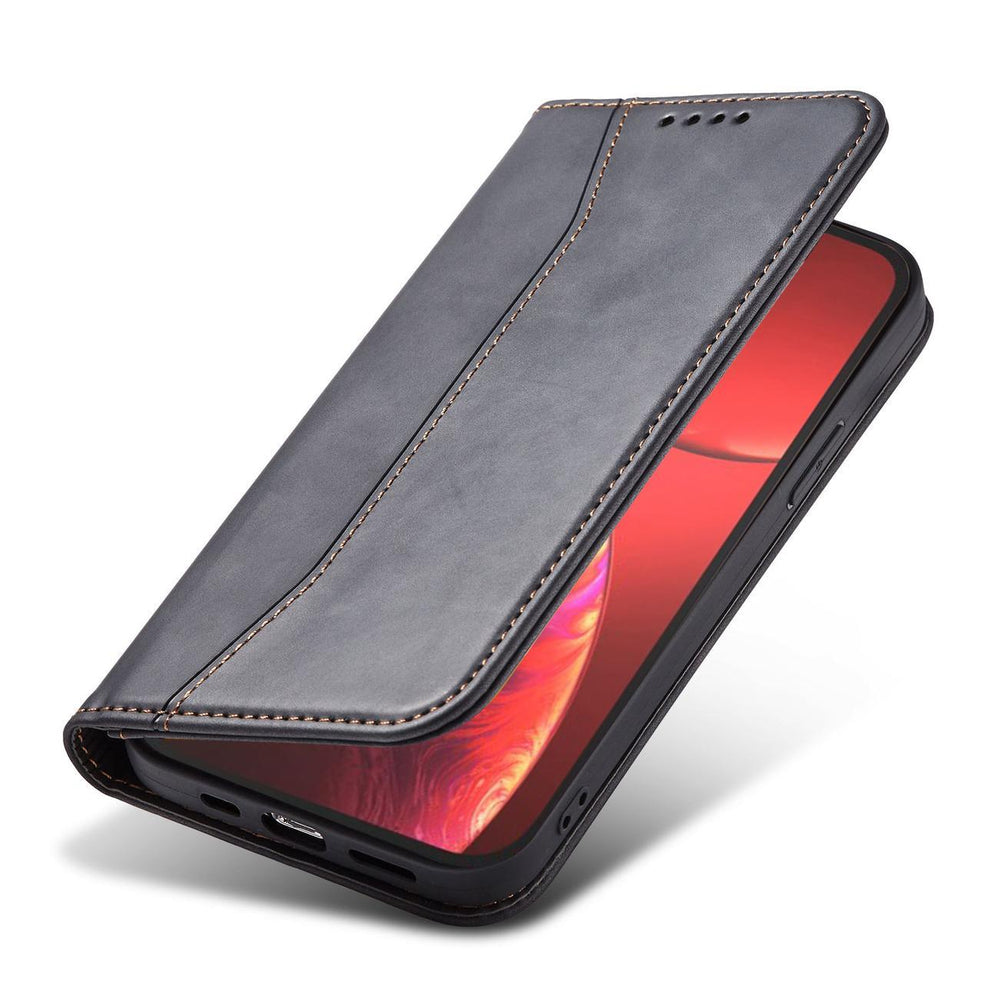 Magnet Fancy Case Case for iPhone 14 Pro Max flip cover tegnebog stativ sort