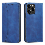 Magnet Fancy Case Case for iPhone 14 Pro Max cover med flip wallet stand blå