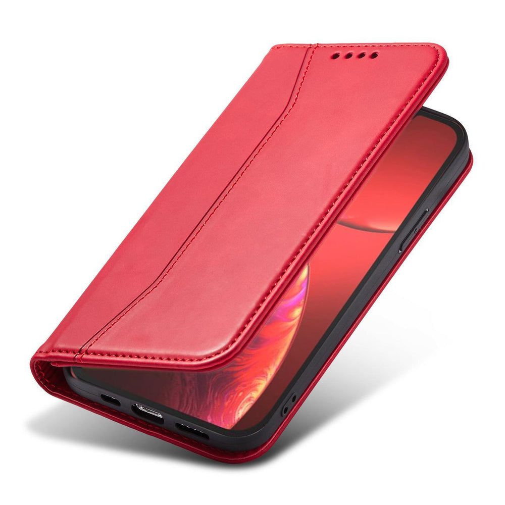 Magnet Fancy Case Case for iPhone 14 Pro Max flip cover tegnebog stativ rød