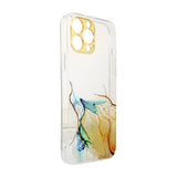 Marmor Case til iPhone 12 Pro Gel Cover Orange Marmor
