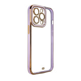 Fashion Case til iPhone 12 Pro Guldramme Gel Cover Purple