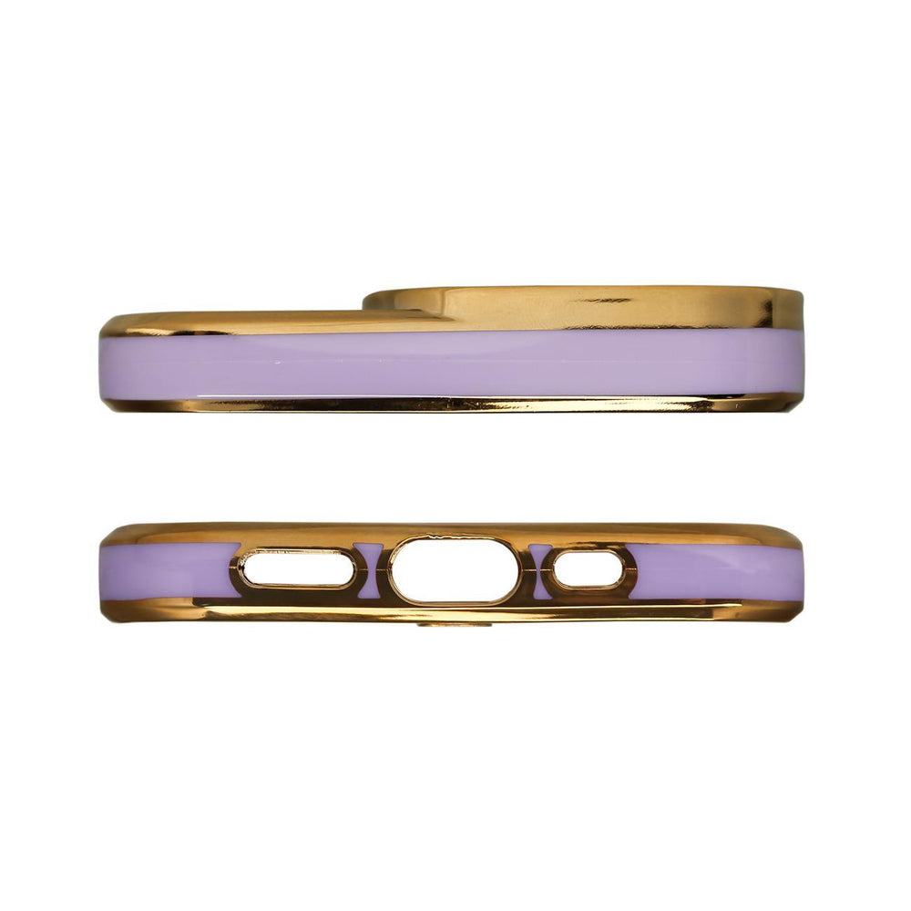 Fashion Case til iPhone 12 Pro Guldramme Gel Cover Purple