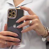 Fashion Case til iPhone 12 Pro Guldramme Gel Cover Purple