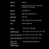 Baseus Golden Contactor Pro biloplader USB-A + 2x USB-C 65W mørkegrå (CGJP010013)