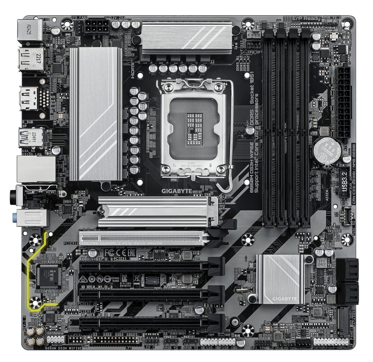 GIGABYTE B860M DS3H WIFI6E bundkort Intel B860 LGA 1851 (Socket V1) micro ATX