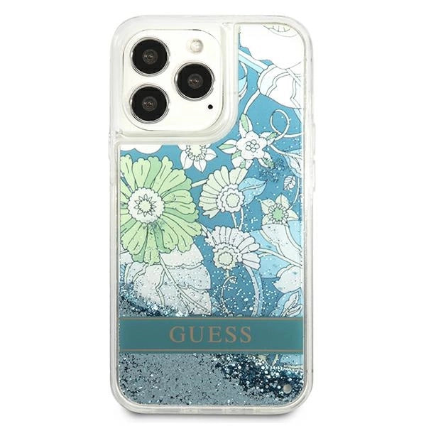 Guess GUHCP13LLFLSN iPhone 13 Pro / 13 6.1" green/green hardcase Flower Liquid Glitter