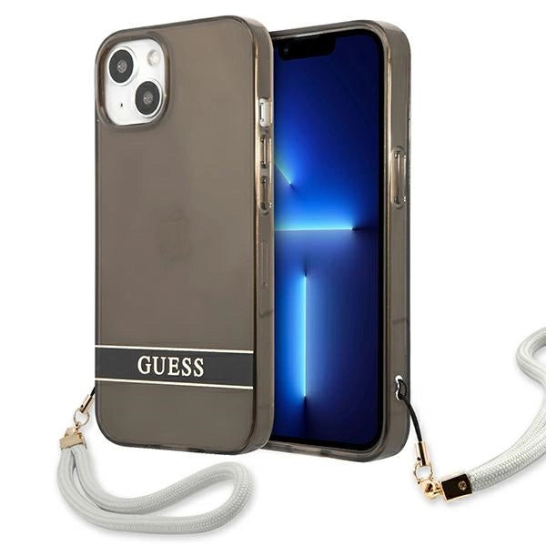 Guess GUHCP13SHTSGSK iPhone 13 mini 5.4" sort/sort hardcase Gennemskinnelig Stap