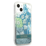 Guess GUHCP13SLFLSN iPhone 13 mini 5.4" green/green hardcase Flower Liquid Glitter