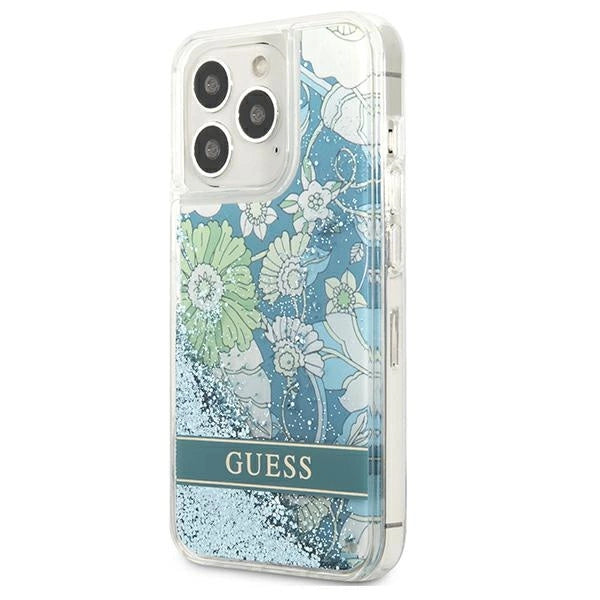 Guess GUHCP13XLFLSN iPhone 13 Pro Max 6.7" green/green hardcase Flower Liquid Glitter