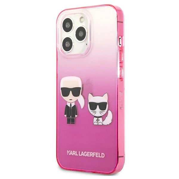 Karl Lagerfeld Gradient Ikonik Karl&Choupette Case for iPhone 13 Pro / iPhone 13 - Pink