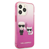 Karl Lagerfeld Gradient Ikonik Karl&Choupette Case for iPhone 13 Pro / iPhone 13 - Pink