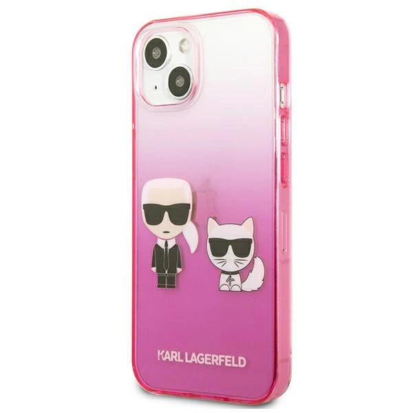 Karl Lagerfeld Gradient Ikonik Karl&Choupette Case for iPhone 13 mini - Pink