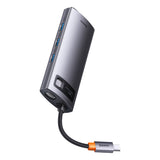 Baseus Metal Gleam Series HUB 7-in-1 USB Type C docking station - 1 x HDMI / 1 x VGA / 3 x USB 3.2 Gen. 1 / 1 x Power Delivery / 1 x RJ-45 Ethernet gray (WKWG040013)