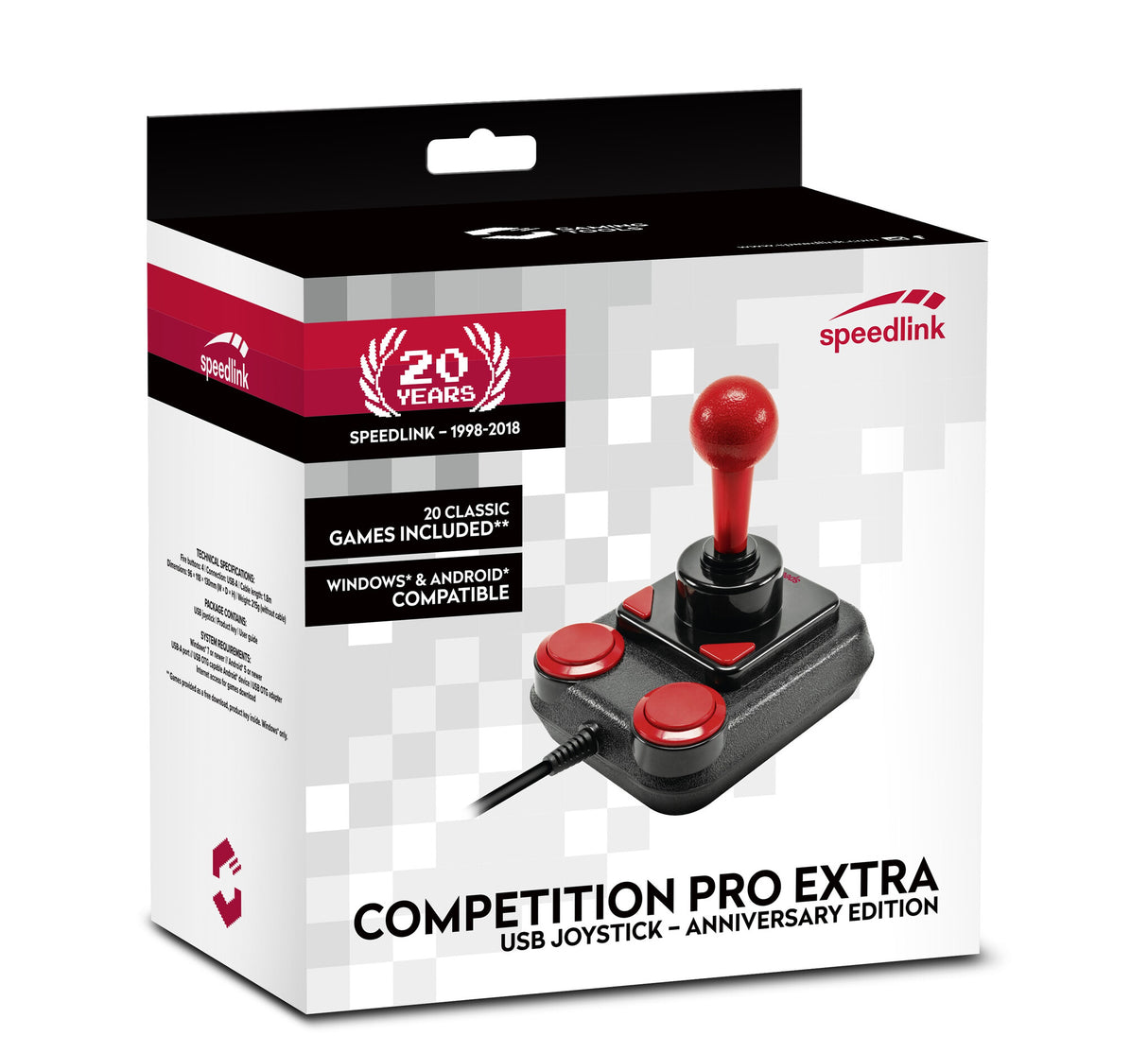 SPEEDLINK Competition Pro Extra Sort, Rød USB 1.1 Joystick Analog Android, PC