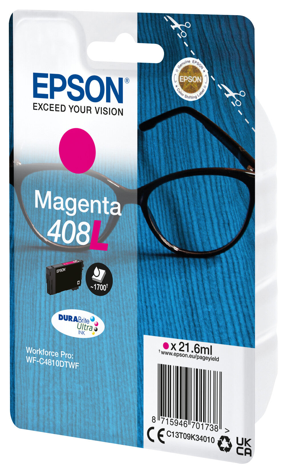 Epson 408L briller DURABrite Ultra enkeltpakke magenta blæk