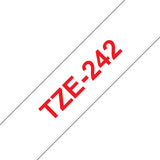 Brother TZE-242 etiketbånd Rød på hvid