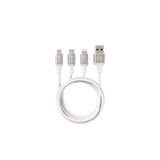 prio 3-i-1 Micro USB & USB C & Lightning til USB A-kabel 3A 0,6 m hvid
